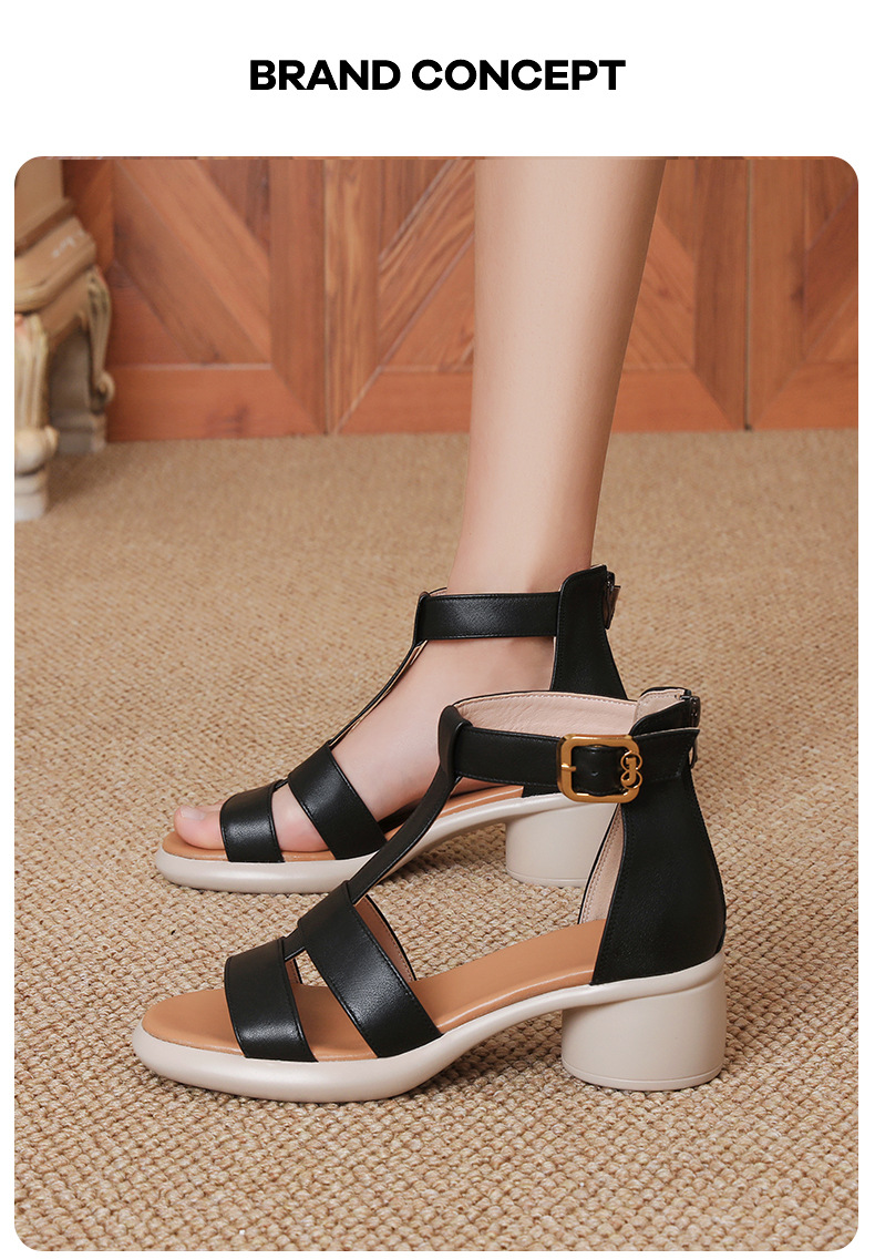 Sandal nữ bít mũi da bò thật đế dày phong cách mẹ bỉm thoải mái — Trắng kem【Da bò lớp đầu】 chi tiết 25