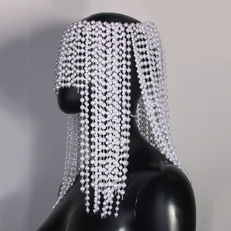 Amazon Hot sale de perlas largas cadenas de cabello exageradas ping toques accesorios de hip hop cadena de cabello