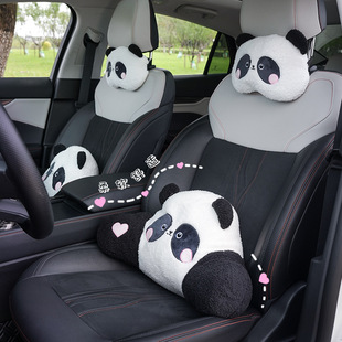 Blue Rain Car Waist Headrest Plush Panda Car Waist Pillow Four Seasons Universal Comfortable Soft Car Neck Pillow