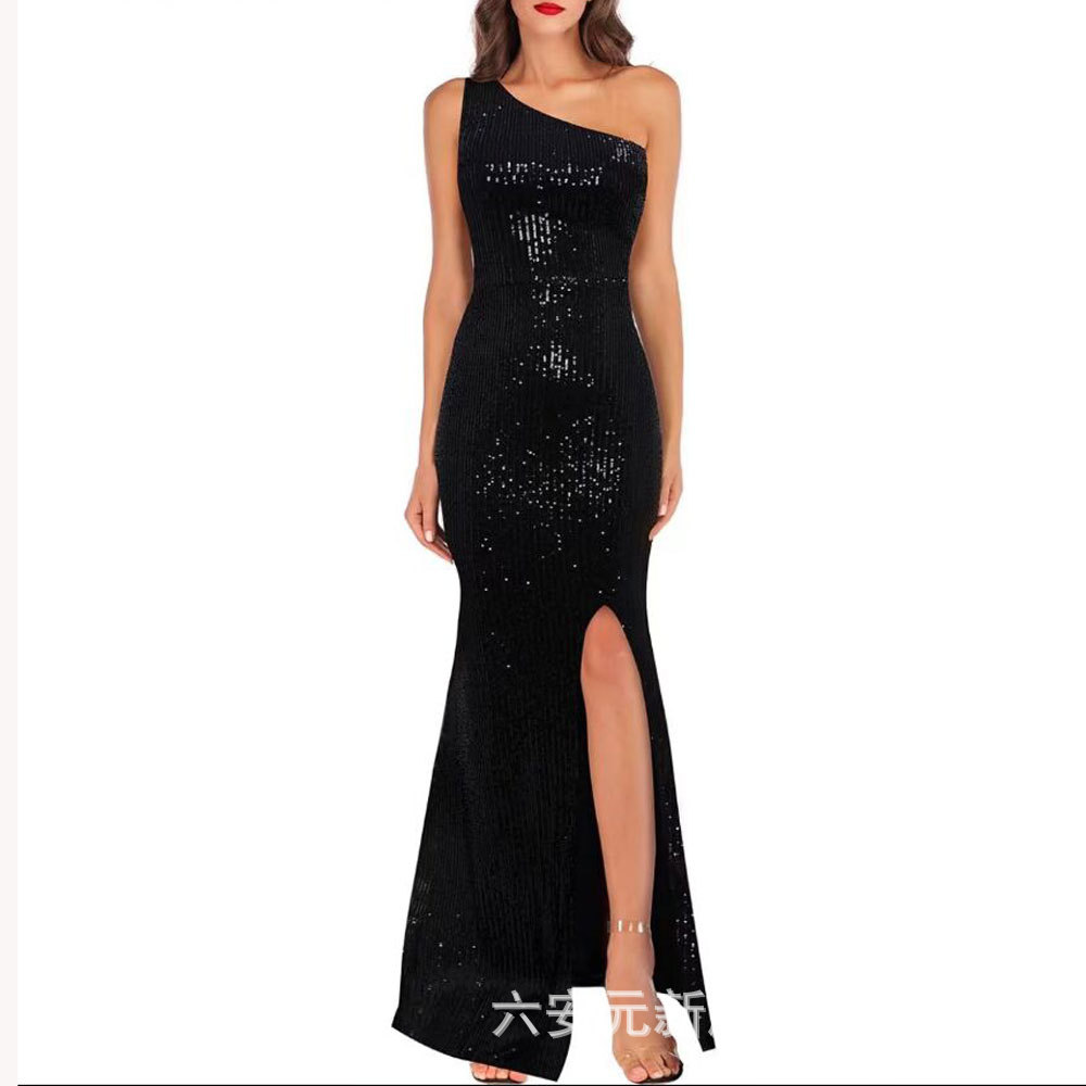 vestido de fiesta de mujer esquinilla sexy hombro largo vestido formal de sirena vestido de noche baile
