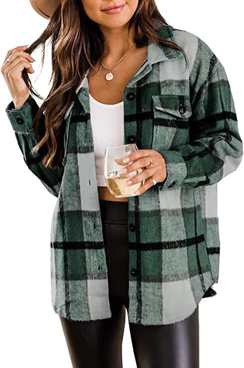 Women's Clothing Plaid Shirt American Style Long Sleeved Collared Loose Fit Mid Length Coat For Autumn Winter_ecoleips.com