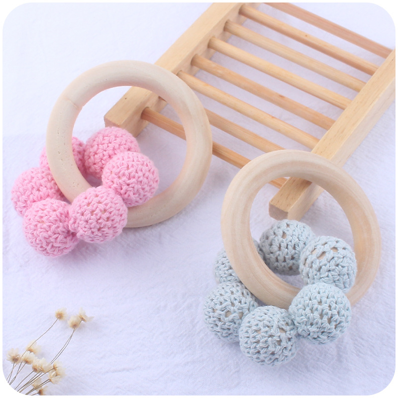 Nuevo bebé suministros Hemu teether pulsera bebé cuentas de lana flor juguete dientes molienda palo AliExpress