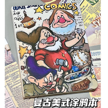 小老头挖宝藏复古美式漫画风笔记本高校初高中硬壳横线内页手账本