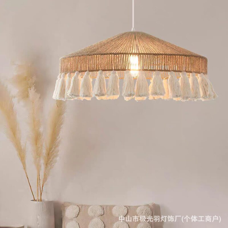 Bohemian-style chandelier, vintage hemp rope tassel, suitable for restaurant, bar, guesthouse decoration, creative main bedroom, and wabi-sabi style lighting Bohemian-style chandelier, vintage hemp rope tassel, suitable for restaurant, bar, guesthouse decoration, creative main bedroom, and wabi-sabi style lighting