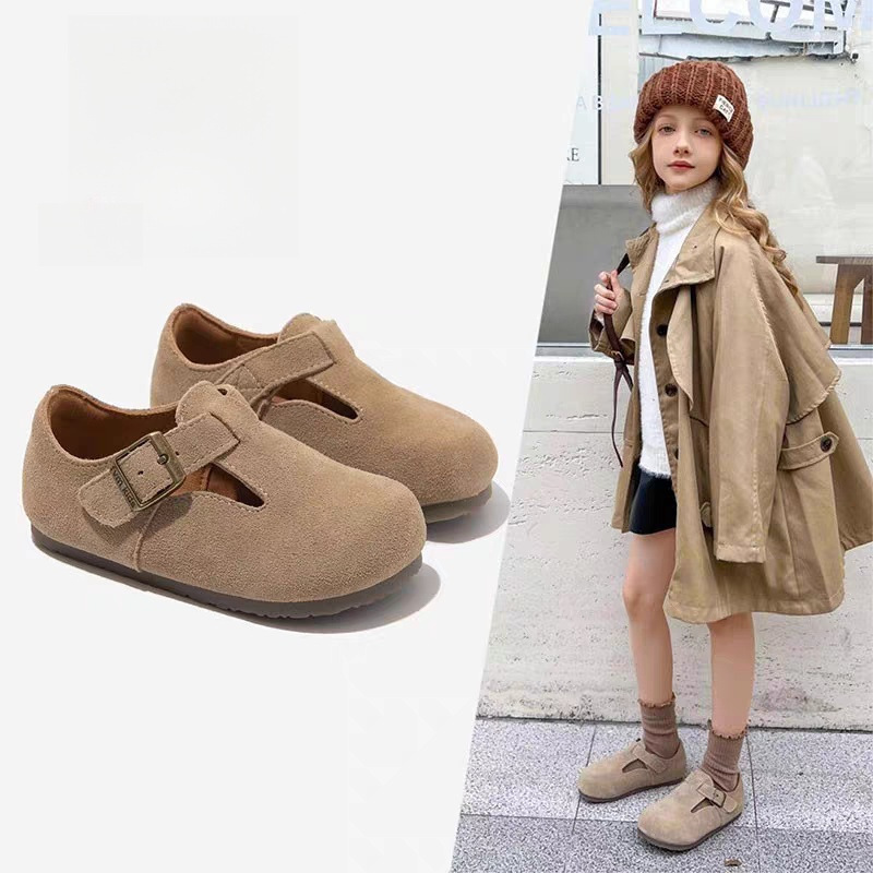 Soft Leather Version~Girls' Birkenstock Shoes, Kidsren's Small Leather Shoes, 2026 New Spring & Fall Style, Soft-Soled Single Shoes for Girls