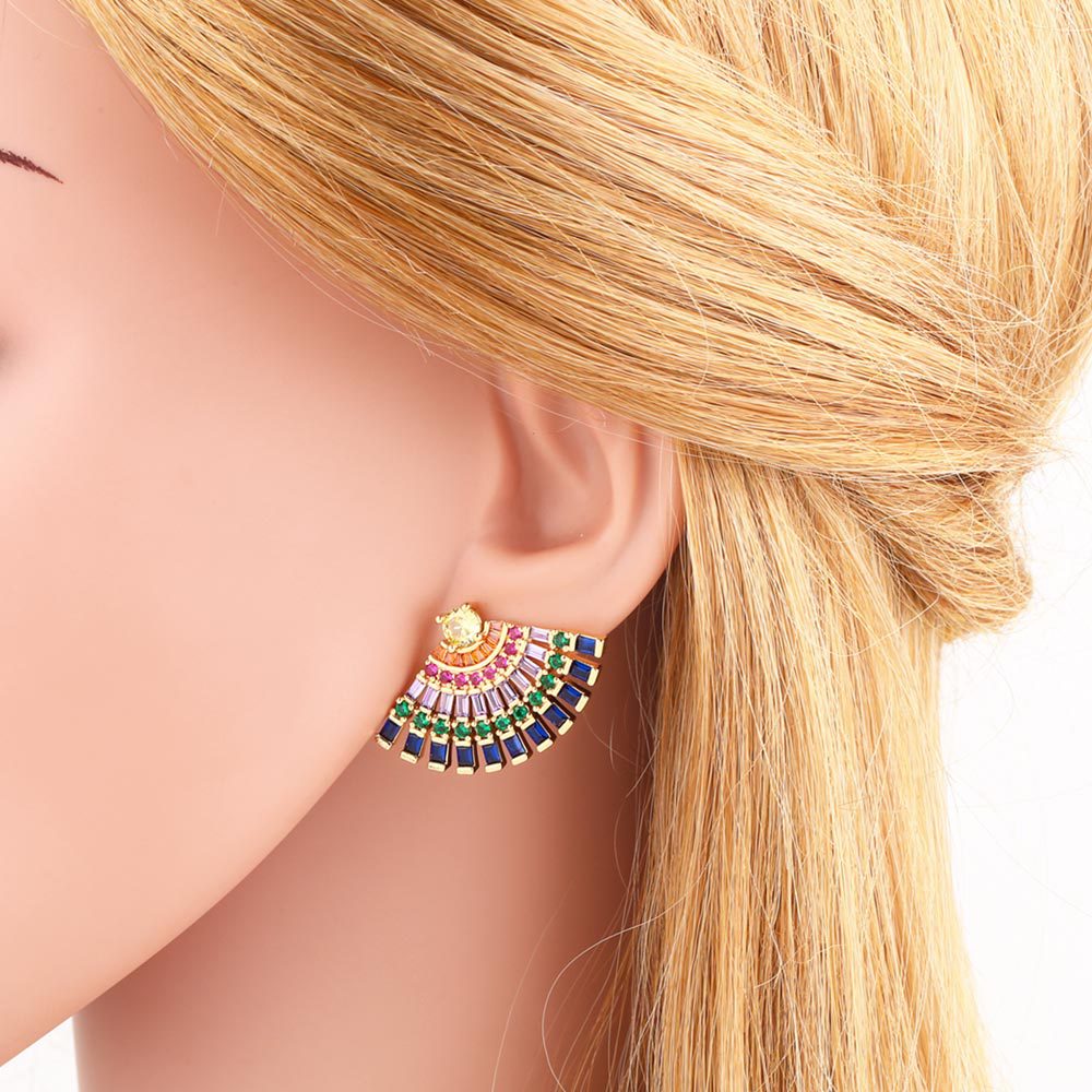 Fashion Sector Copper Ear Studs Plating Inlay Zircon Copper Earrings