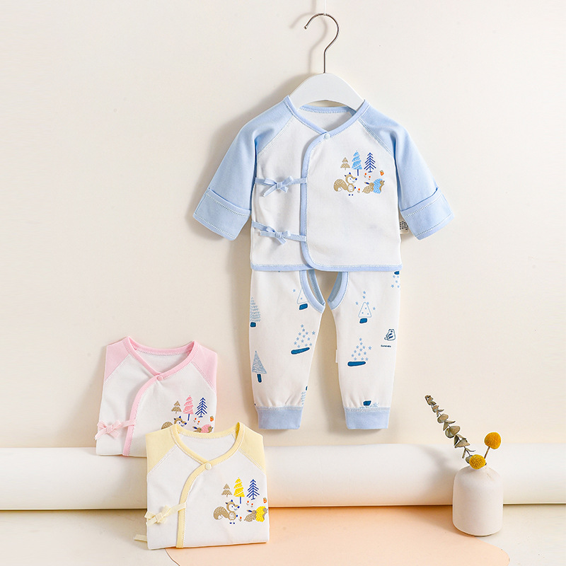 유아 분할 세트 신생아 하프백 오픈 백 바지 속옷 투피스 코튼 본리스 가을 옷 가을 바지 파자마