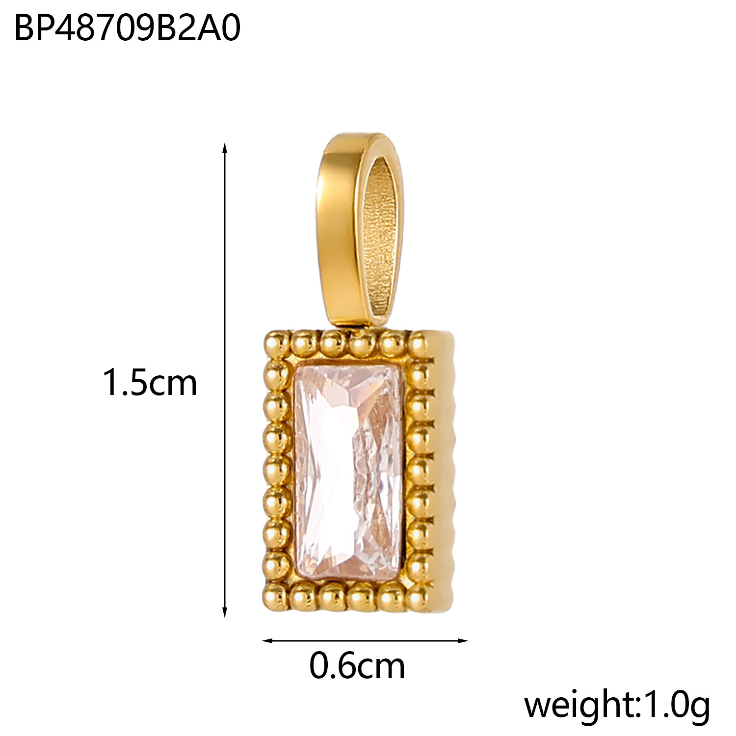 2g Weight Pendant Jewelry Making Type 6 * 15mm Jewelry Making Size Zircon Inlay Material DIY Jewelry Accessories Classification 1 Piece Quantity 304 Stainless Steel Material Rectangle Pattern Inlay Design Shiny Style 1 Piece 6 * 15mm 304 Stainless Steel Zircon Rectangle Pendant 1