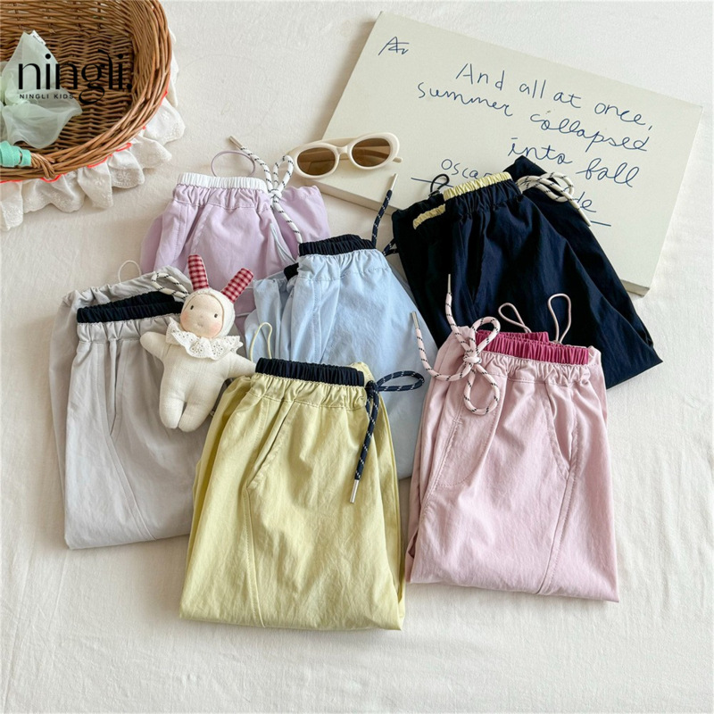 Ningli 女の子山本パンツ夏の新しい子供のルーズパンツ夏服韓国スタイルの女の子の薄いレギンスパンツ西洋スタイル|undefined