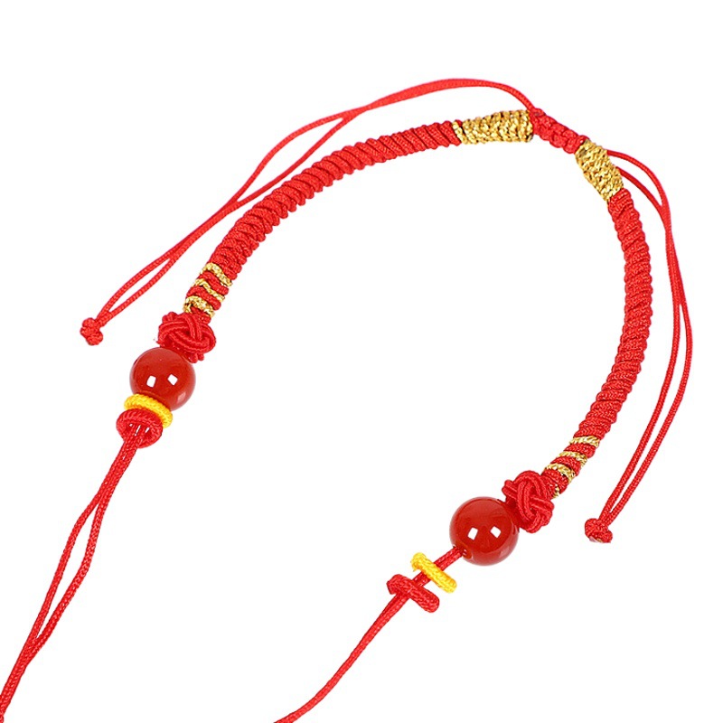 Diamond Knot semi-finished bracelet red rope can string gold lucky beads couple pendant bracelet safety buckle accessories rope