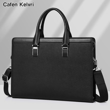 时尚新款手提包男高端男包大容量头层牛皮办公出差男士公文包真皮