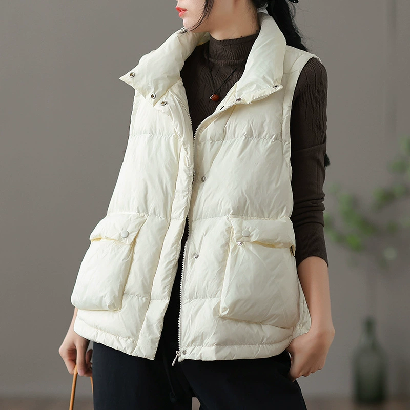 Winter down jacket, retro velvet vest with down, duck down