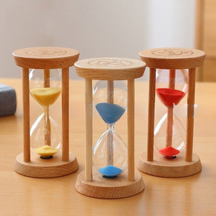 Wholesale Hourglass Ornaments Glass Wooden Creative Small Round Time Three-Column Minute Hourglass 30 Hourglass Timing Blue Purple