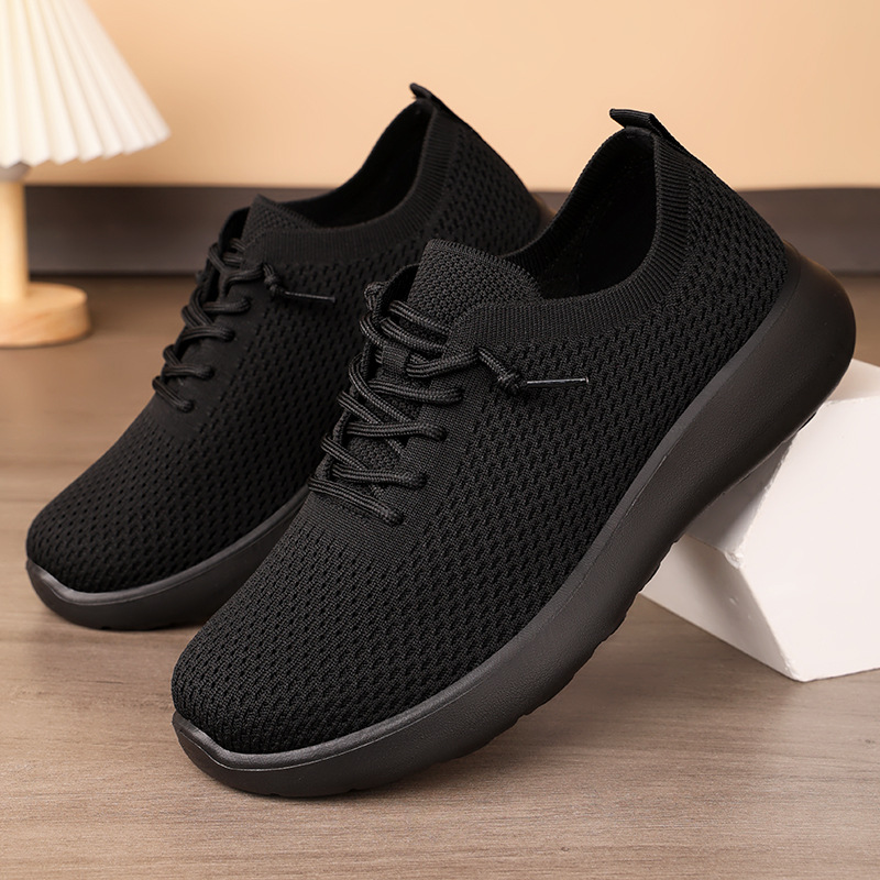 Zapatos de hombre Zapatos casuales de poliuretano estilo pareja Zapatos de malla transpirables tejidos voladores Zapatos ligeros de boca baja Zapatos cómodos para hombre