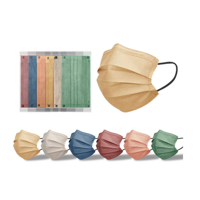 一次性口罩莫兰迪三层无纺布防护口罩薄款亲肤透气网红彩色独立装