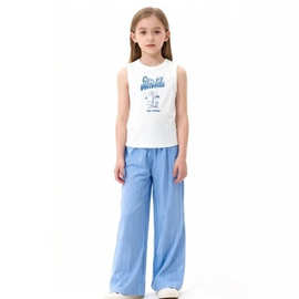 Pant set欧美外贸整单针织背心全棉长裤套装6-16岁少女两件套