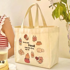 Bags for Girls, Canvas Handbag for Outing, Office Small Tote Bag, Korean Style, Forest System, Korean Style, Ins Simple Lunch Box Bento Bag