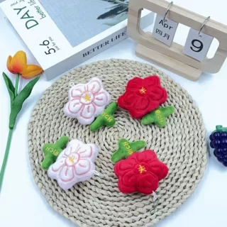 吱吱叫有钱花网红可爱大红花克莱因大红花毛绒玩具吱吱叫挂件配饰