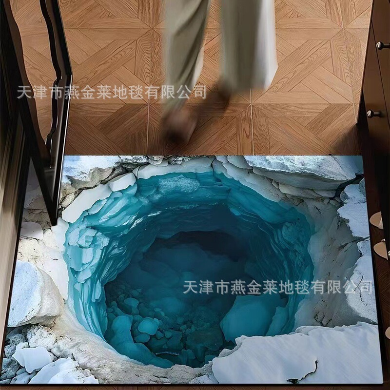 跨境temu美式3D视觉入户玄关耐磨地垫家用浴室防滑吸水易打理脚垫|undefined