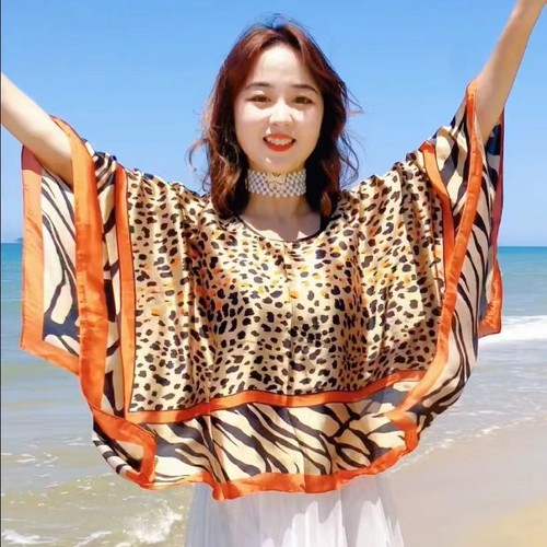 [Weiyi] Summer sun protection shawl women's 110*110cm pullover large square scarf shawl western style satin pullover