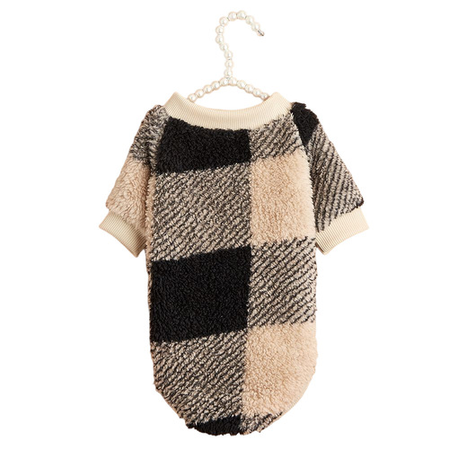 Small dog and cute cat plush sweatshirt manufacturer wholesale trendy cross-border supply grid pet clothing
