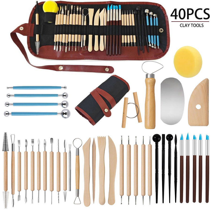 Herramientas de escultura de cerámica transfronteriza conjuntos de varias piezas herramientas de barro de arcilla de cerámica suave DIY conjunto de escultura de barro