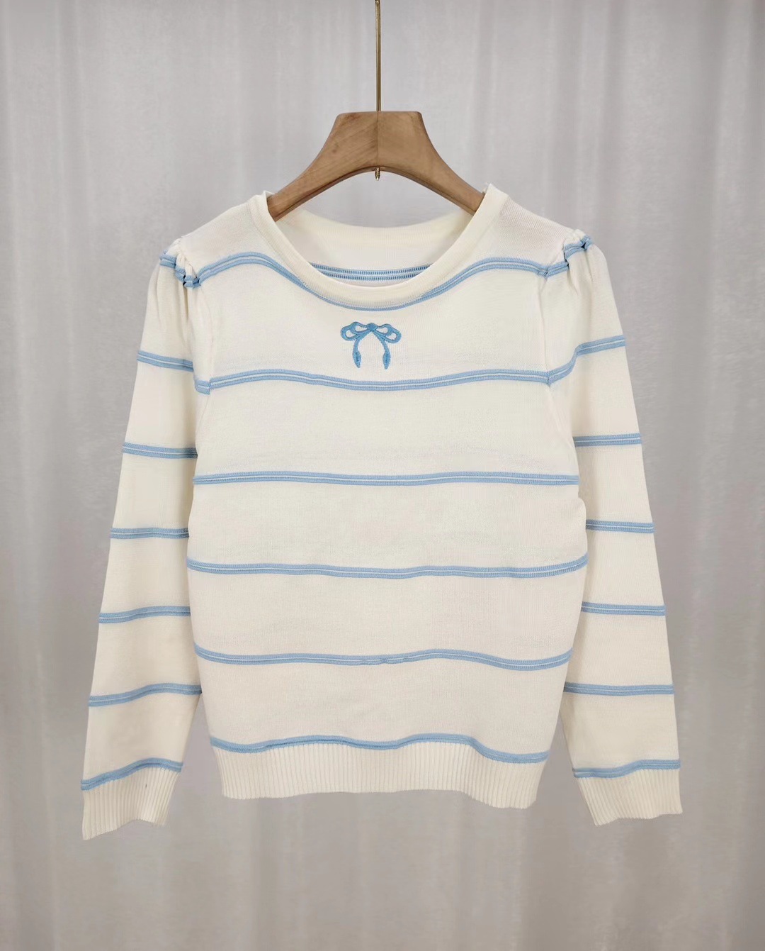 Regular Top Length Knitwear Tops Type Daily Occasion Wholesale Women's Spandex Polyester Polyacrylonitrile Fiber Casual Elegant Sweet Stripe Bow Knot Long Sleeve Sweaters & Cardigans