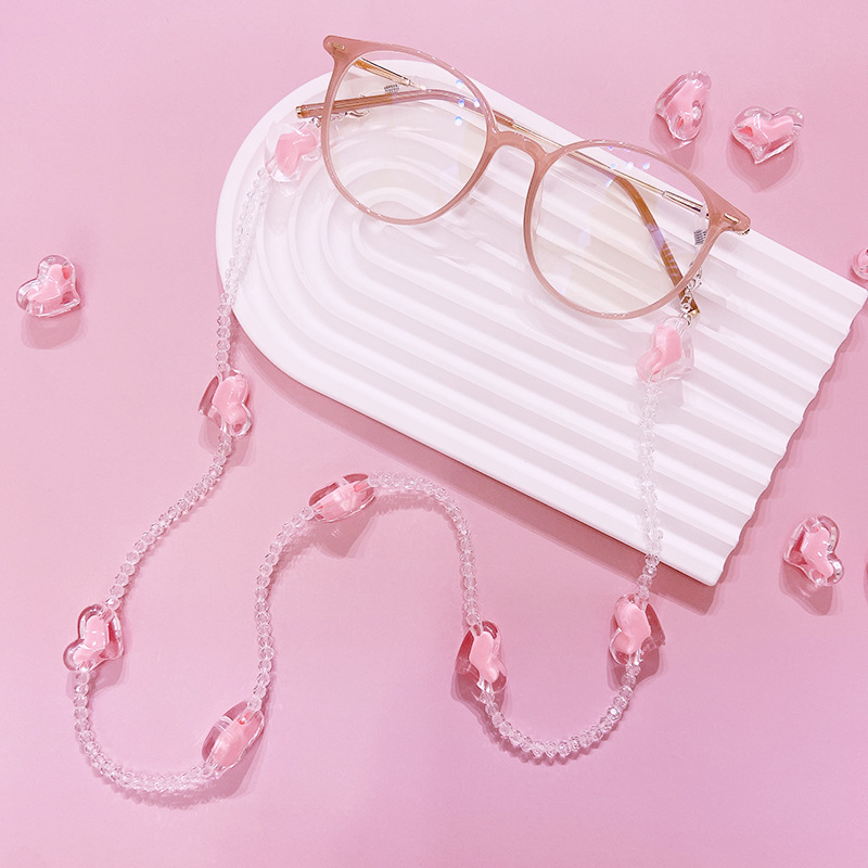 35g Weight Glasses Chain Classification Daily Occasion Acrylic Material Heart Shape Pattern Women's Gender Casual, Sweet Style Casual Sweet Heart Shape Arylic Women's Glasses Chain 3