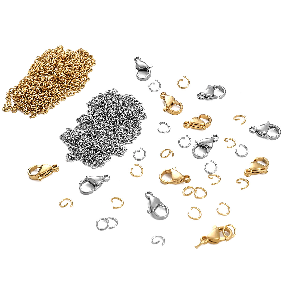 28g Weight Chain, Lobster Clasp Jewelry Making Type DIY Jewelry Accessories Classification 1 Set Quantity 304 Stainless Steel Material Solid Color Pattern Simple Style Style 1 Set 304 Stainless Steel Solid Color Chain Lobster Clasp 5