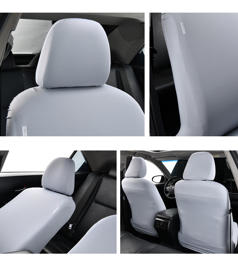 Elastic one-piece ice silk car seat cover for driver and passenger seats, integrated headrest and seat cushion with cooling effect, universal protective cover