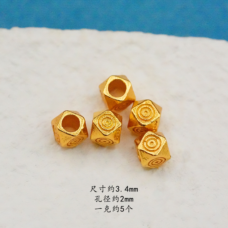 S925 Silver Plated with 24K Gold Spacer Beads DIY Bracelet Accessories Gold Spacer Beads for Handmade Beading Materials