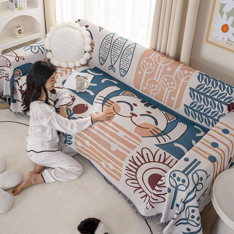 Nordic Internet celebridad sofá manta de doble cara cubierta completa sofá cojín de tela estilo ins Four Seasons universal de algodón de lino cubierta de la toalla del sofá