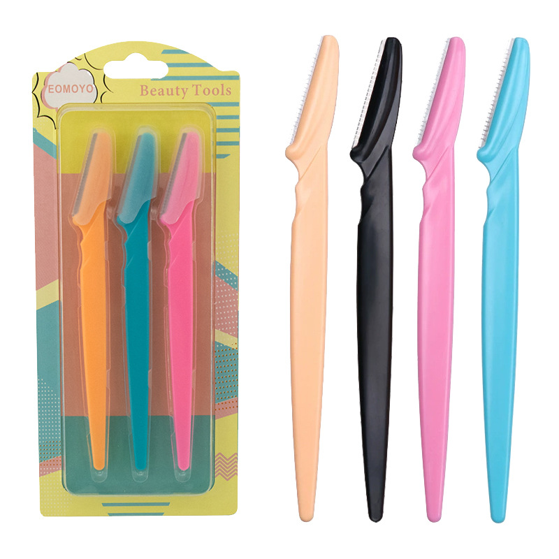 Cuchillo de corte de cejas macro de mango recto para principiantes, cuchillo de afeitado de cejas para principiantes de seguridad, herramientas de belleza exquisitas