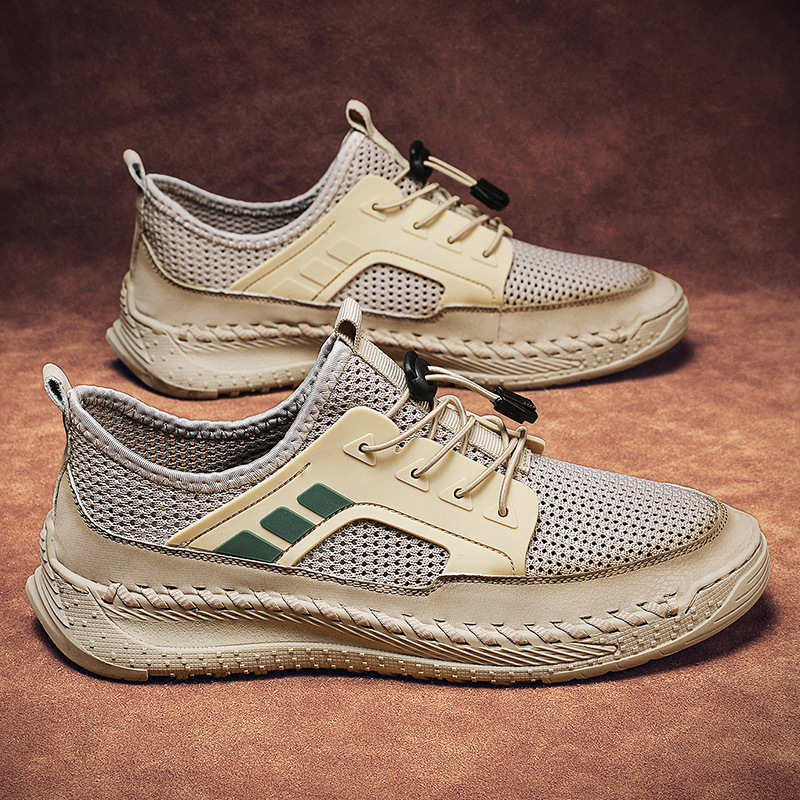 Summer Men's Breathable Casual Mesh Shoes Outdoor Sports Sewn-on Shoes Cross-border Large Size Low-top Hiking Shoes