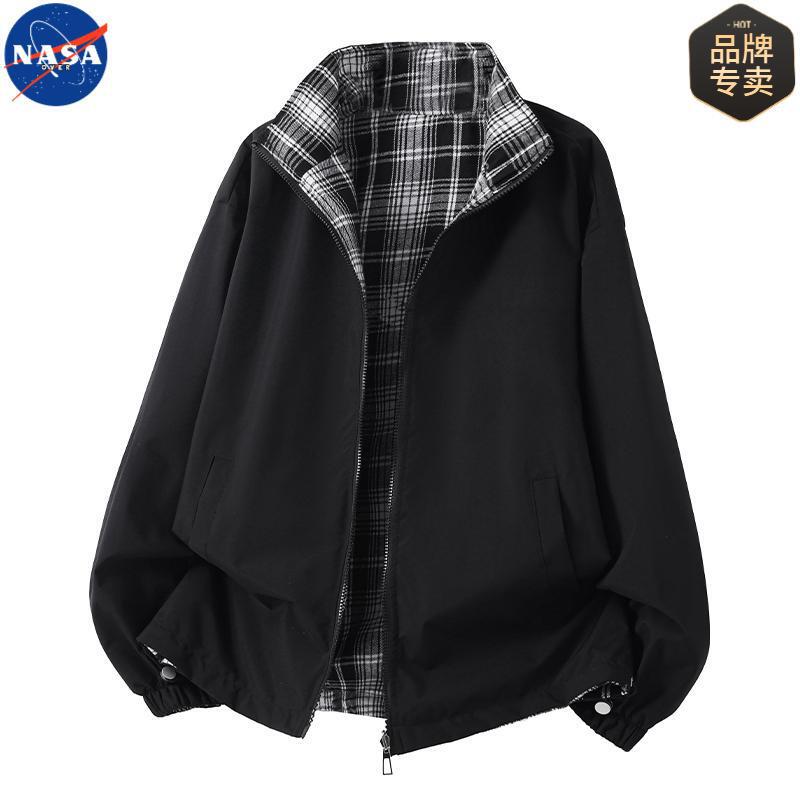 NASA Brand Men's Jacket 2025 Spring and Autumn New Japanese Double-sided Wear Couples stand collar windproof fashion brand jacket