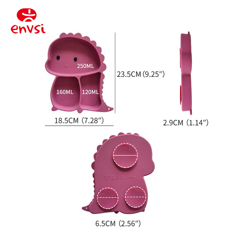 Wintai integrado bebé Placa de silicona traje de suplemento alimenticio para niños tazón cuchara bebé rejilla placa resistente a la caída lechón vajilla