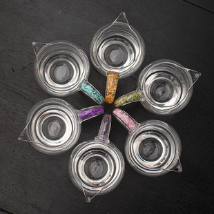 Household Heat-Resistant Glass Fair Cup with Gold Foil Handle Kung Fu Tea Ceremony Accessories Tea Divider Tea Sea Thick Bottom Model