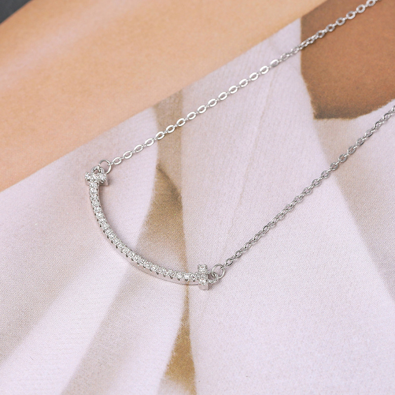 Fashion Smiley Face Titanium Steel Plating Inlay Rhinestones Necklace 1 Piece