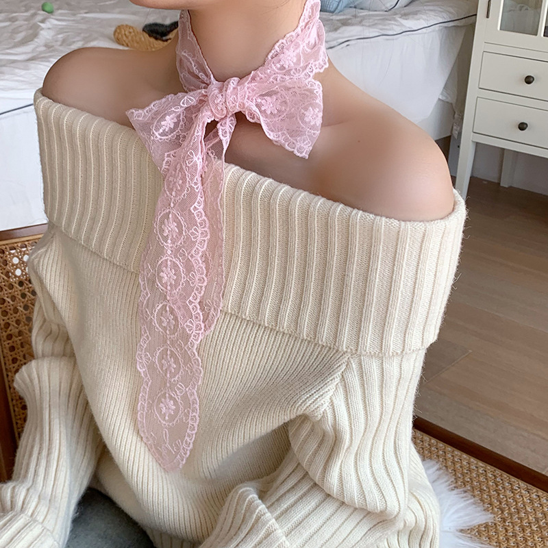 Buñuelo de seda largo de alta calidad coreano bordado de encaje sólido buñuelo de seda delgado de banda larga correa de pelo buñuelo decorativo