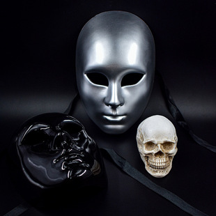 Cross-border Halloween gray face mask horror carnival party full face dress props wholesale