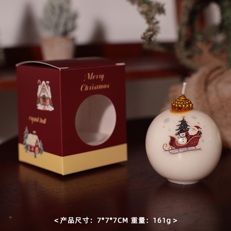 雪花圣诞蜡烛雪人雪屋圣诞节圆球形ins风装饰圣诞树挂件香薰蜡烛|undefined