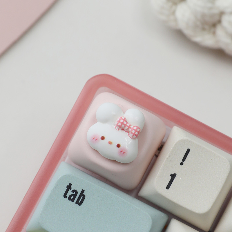 在庫あり MOA ミニバニーロリポップキーキャップクリエイティブ手作り樹脂メカニカルキーボードキャップかわいいパーソナライズされたキャップ|undefined
