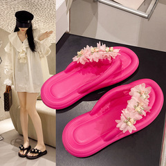 溫柔甜美風花朵人字拖女夏季踩屎感防滑百搭可愛夾腳拖鞋外穿度假