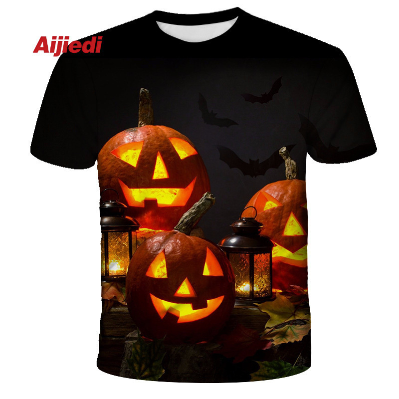 Summer Manufacturer Children's Clothing Sports Wholesale Men's and Women's T-Shirts 3D Digital Printing Casual Halloween Tops European and American Cartoons