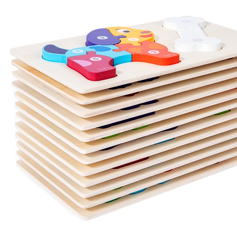 Niños Montessori material didáctico rompecabezas juego de educación temprana juguetes cadena alimentaria animal bebé Cognitiva digital juego