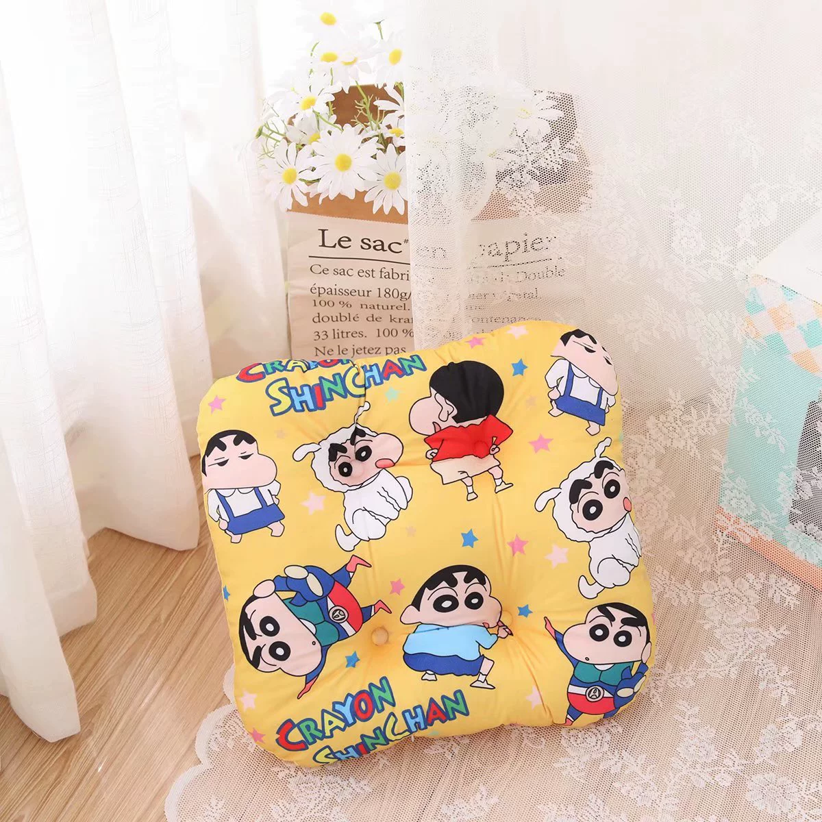 Cartoon pillow, sofa for bedroom, crayons, cloth
