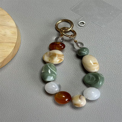 小清新混色格紋石手鍊手機殼鏈條創意包包掛鏈鑰匙扣掛件通用女