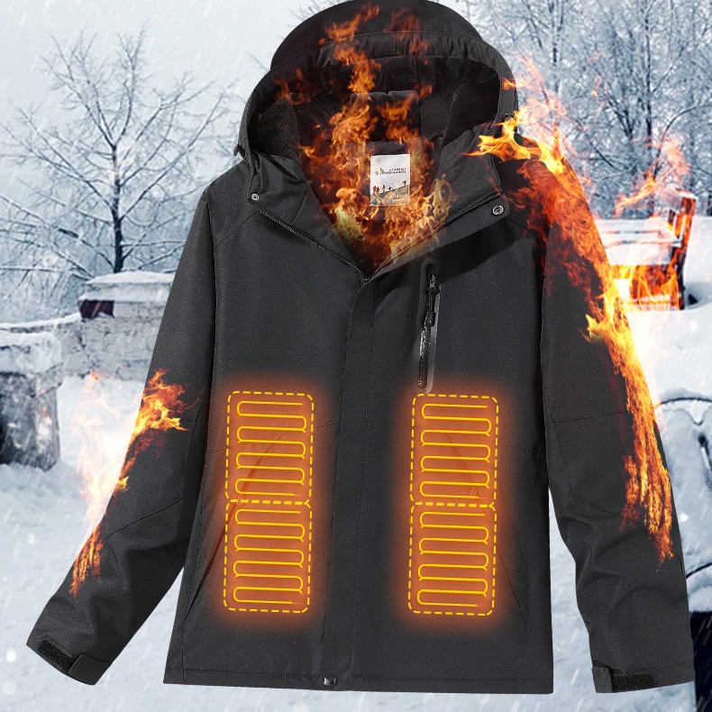 Chaqueta de calefacción inteligente para hombres y mujeres de otoño e invierno Chaqueta de viaje con calefacción de fibra de carbono USB Chaqueta de algodón con calefacción para hombres y mujeres de invierno