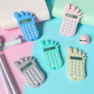 Cute Foot Mini Calculator Candy Color 8-Bit Student Study Exam Silent Portable Keychain Computer
