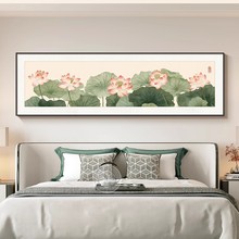 花开富贵卧室床头画新中式客厅玄关横版挂高级感牡丹花壁画